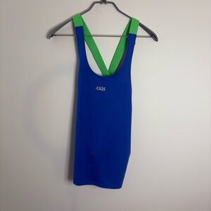 ASOS Blue Tank Top with Green Straps Womens Size 8